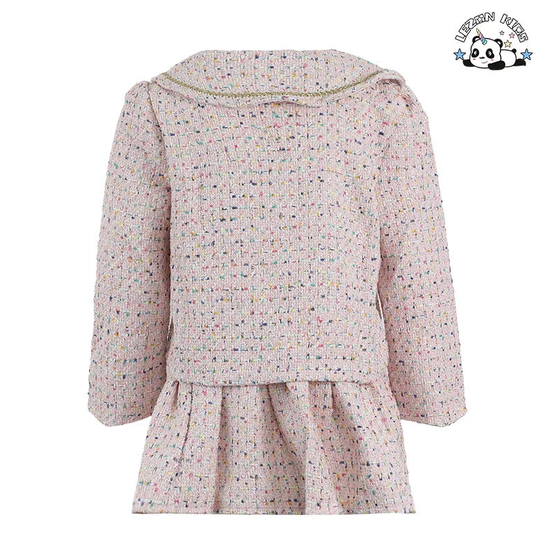 LEZONKIDS - OEM Customized Spring Autumn Children's Casual Coat Skirt Two-piece Girls Clothing Set